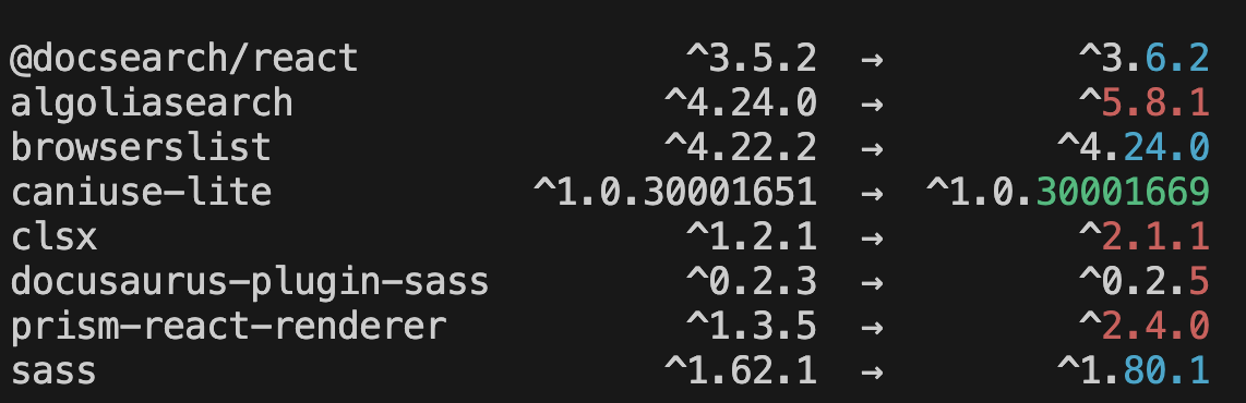 update package result